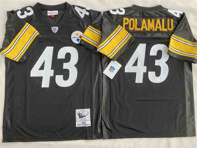 Men's Pittsburgh Steelers #43 Troy Polamalu Black Stitched Football Jersey